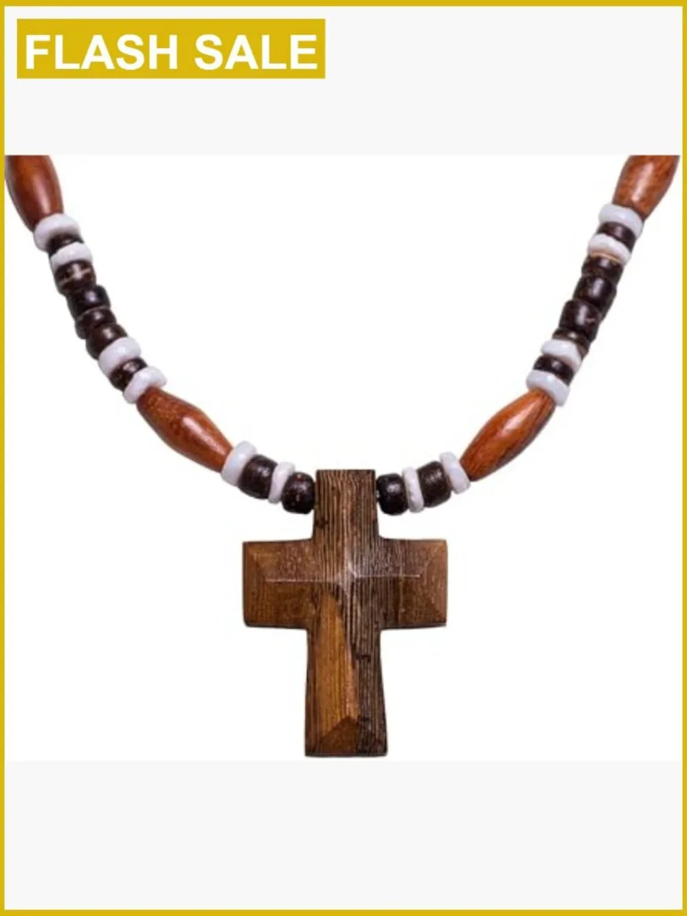 Hand Carved Wood Cross Necklace 18